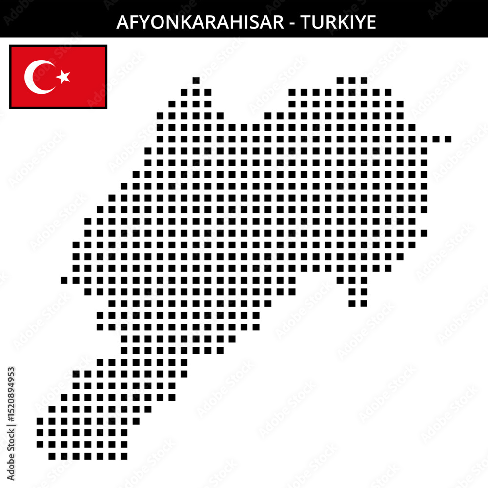 Obraz premium Big square dotted map of afyonkarahisar in Turkiye