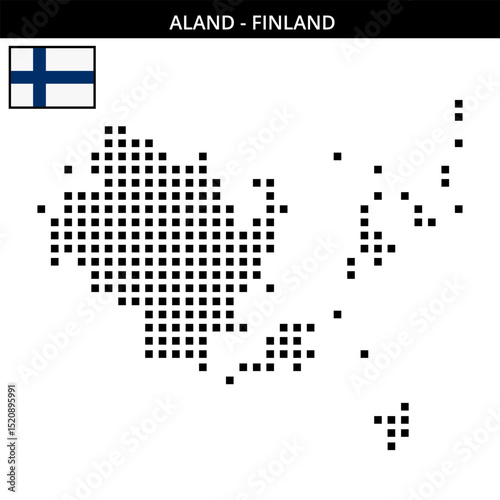 Big square dotted map of aland in Finland