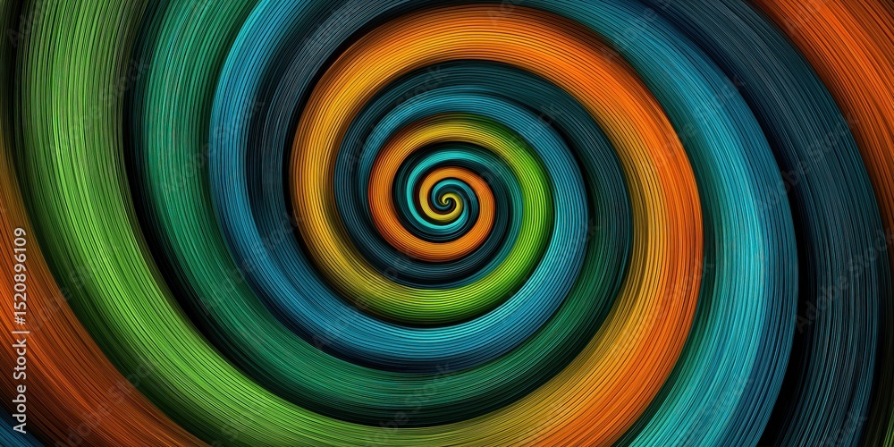 Fototapeta premium Colorful spiral abstract pattern with dynamic concentric lines 
