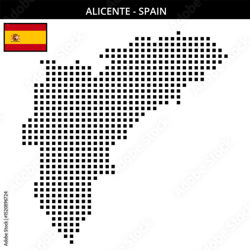 Big square dotted map of alicente in Spain