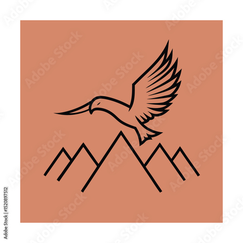 Majestic bird soaring above mountain peaks