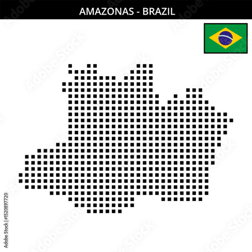 Big square dotted map of amazonas in Brazil
