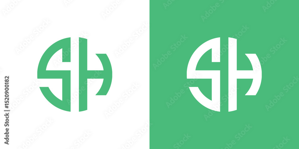 Obraz premium Letter SH Circle Emblem Logo 