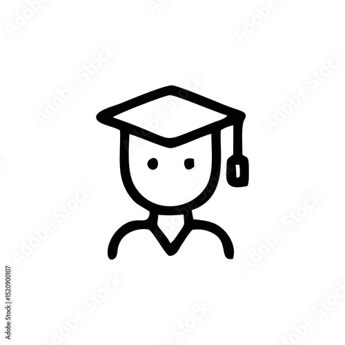 Graduation, education diploma icon, mortarboard cap vector, student success design, academic celebration for school finish, college milestone, university event, achievement illustration

