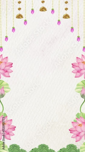 Flower frame appearing composition for wedding and valentine vertical video
