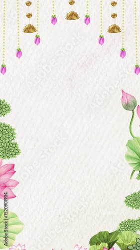 Flower frame appearing composition for wedding and valentine vertical video