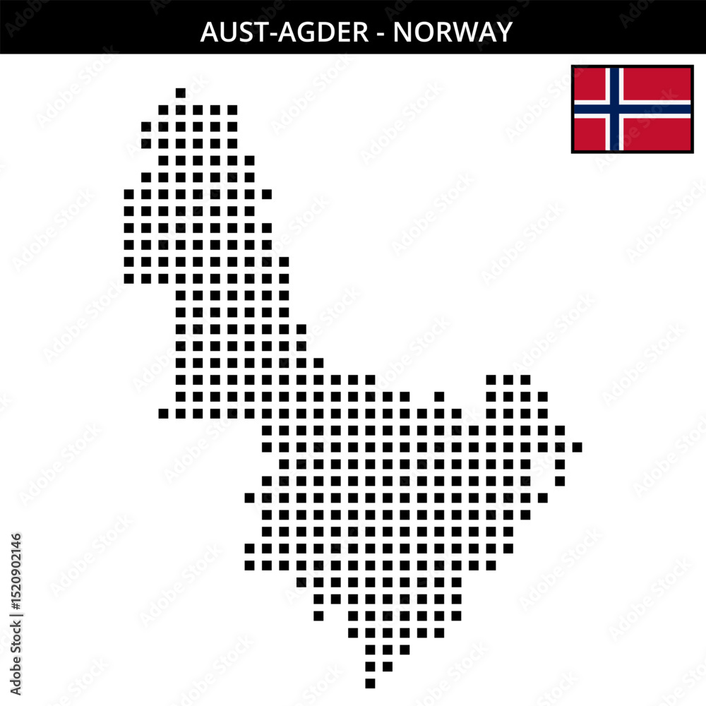 Obraz premium Big square dotted map of aust-agder in Norway