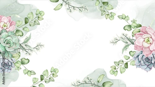 Flower corner frame appearing composition for wedding and valentine