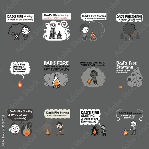 "Dad's Fire Starting: A Work of Art (Eventually)" Funny Camping T-Shirt Bundle for Father's Day
