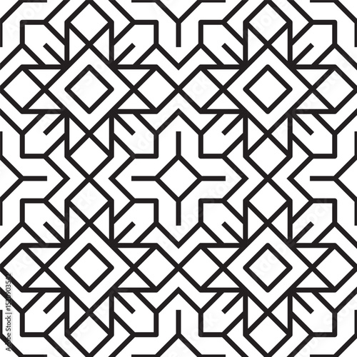 Minimalist Black and White Geometric Line Pattern Seamless Graphic Design