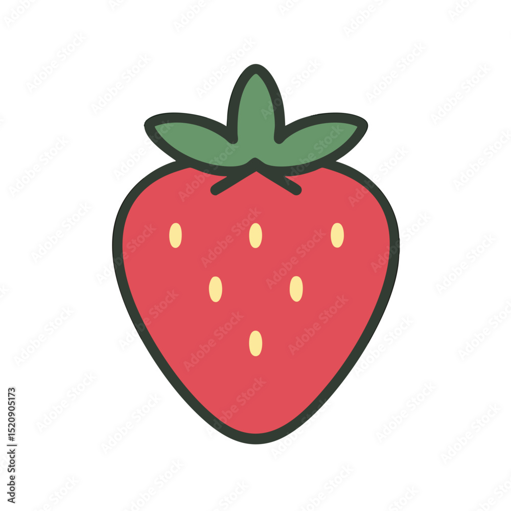 Fototapeta premium Fresh Strawberry Icon: A vibrant strawberry icon, the perfect symbol of health and vitality, this image highlights the natural beauty and flavor of the iconic fruit.
