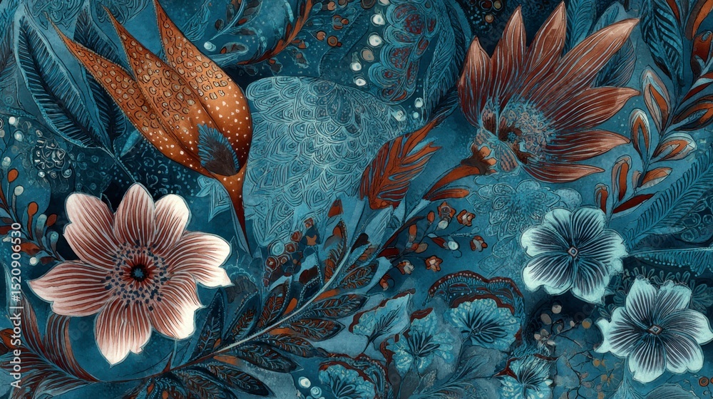 Fototapeta premium Floral artwork with diverse textures and colors for decorative and creative designs