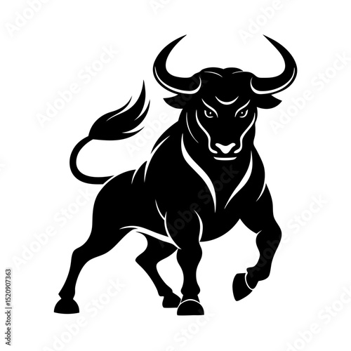 black and white bull