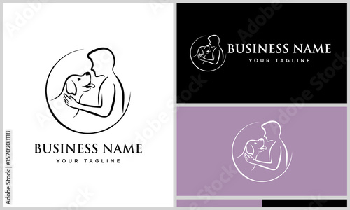 Couple with Dog Logo Design.