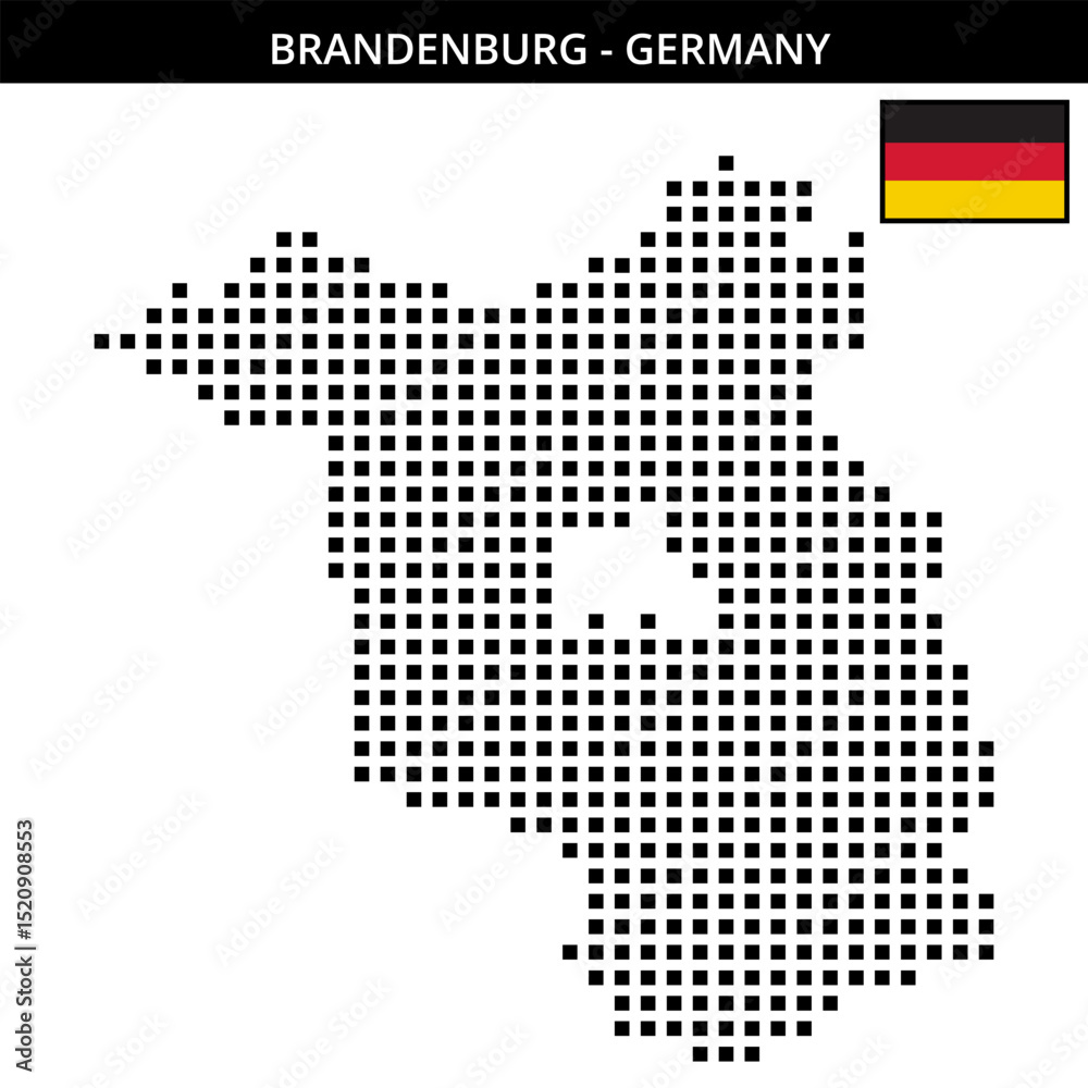 Fototapeta premium Big square dotted map of brandenburg in Germany