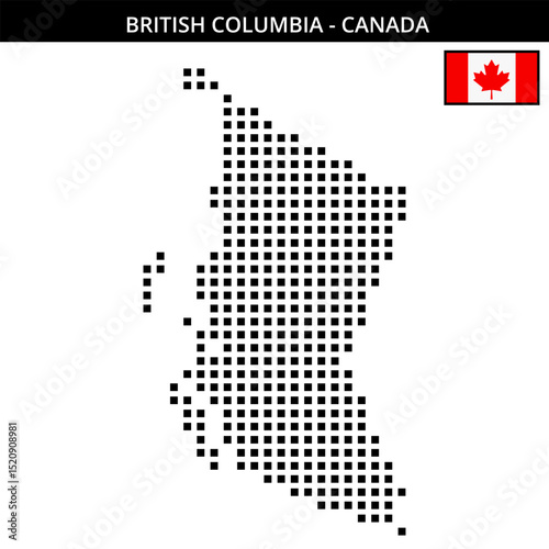 Big square dotted map of British-Columbia in Canada
