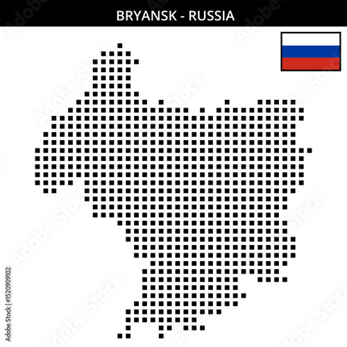 Big square dotted map of Bryansk in Russia
