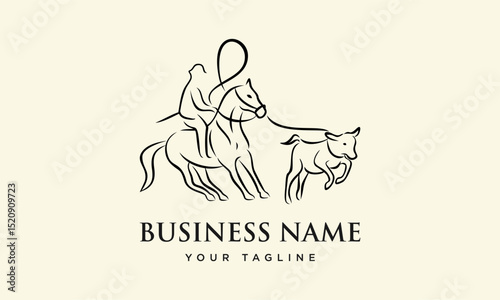 Cowboy Horse Calf Branding.