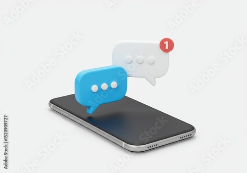 Wallpaper Mural Illustrations of a smartphone with speech bubbles and a notification isolated on white background Torontodigital.ca