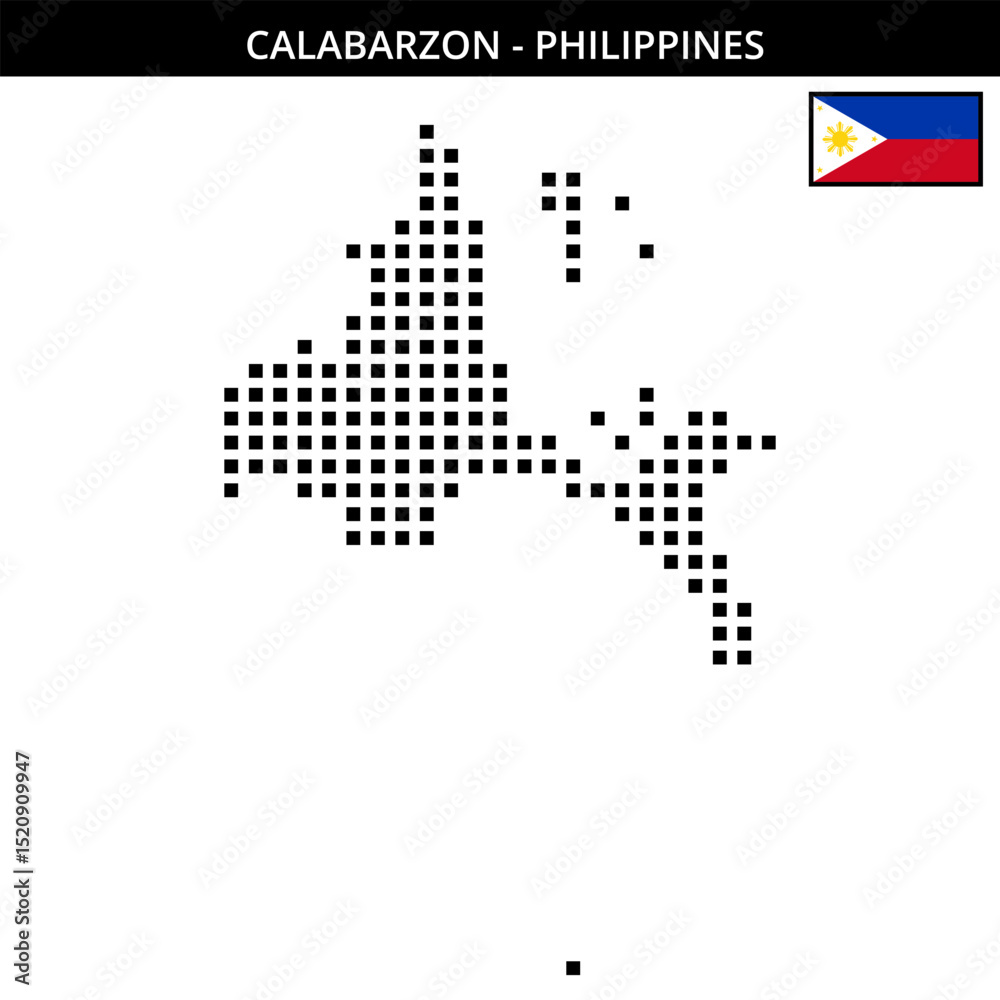 Obraz premium Big square dotted map of calabarzon in Philippines