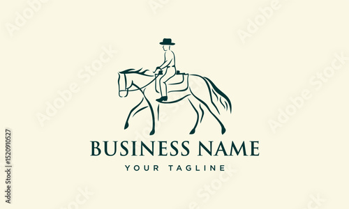 Cowboy Riding Horse Logo. (2) photo