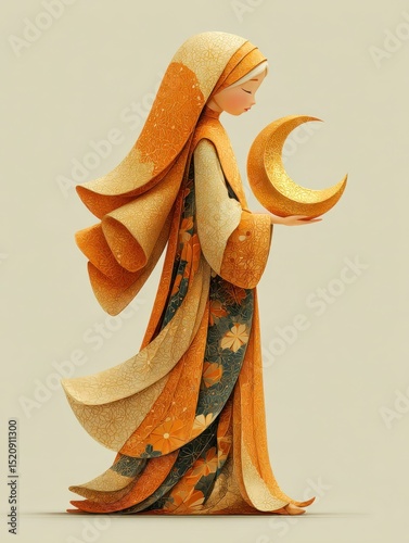 Joyful celebration of winter festivities with a young Arab girl embracing the beauty of Christmas and New Year traditions