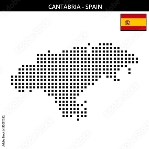Big square dotted map of cantabria in Spain