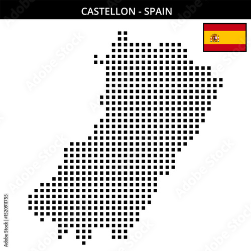 Big square dotted map of castellon in Spain