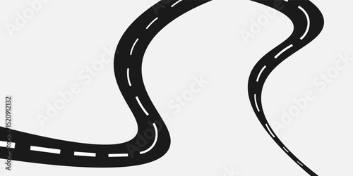 Curved road with white markings. Vector illustration,eps10