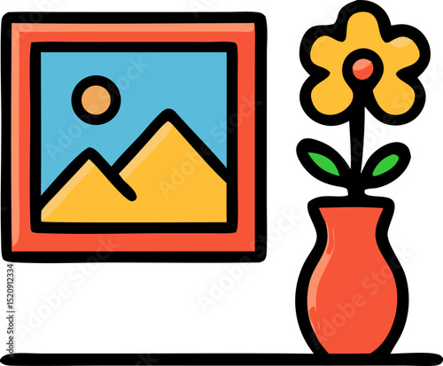 Frame and a flower icon, ideal for naturethemed designs, home decor, greeting cards, and inspirational illustrations with a natural touch.