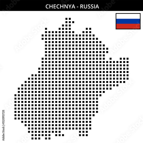 Big square dotted map of Chechnya in Russia