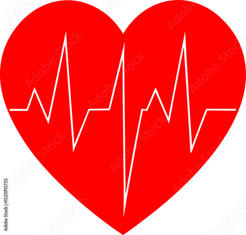 Red heart shape featuring white heartbeat line representing cardiology and medical concepts