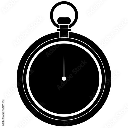 Classic silhouette of a pocket watch in black and white illustrating time and punctuality for design projects