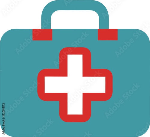 Medical first aid kit icon in flat design style suitable for healthcare emergency and hospital concepts