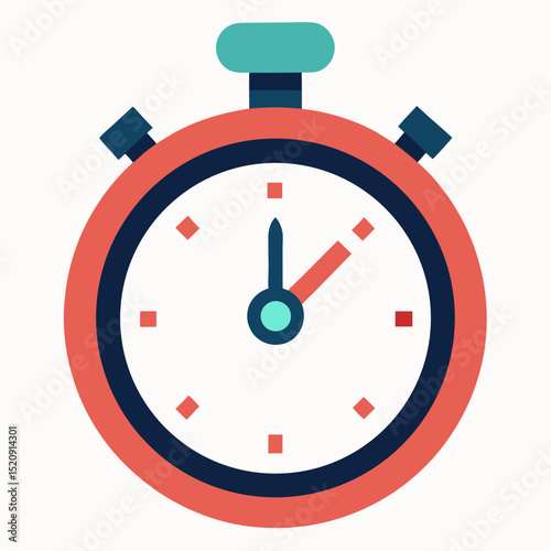 Simple flat style stopwatch illustration depicting time management concepts speed and punctuality for business and other timed activities