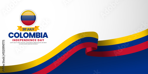 Colombian waving ribbon flag for colombia Independence day banner design