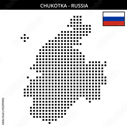 Big square dotted map of Chukotka in Russia