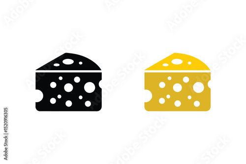 Minimalist cheese silhouette on white background. Cheese icon illustration