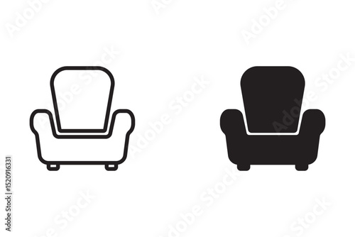lounge sofa icon airpot sofa and small table outline black vector design