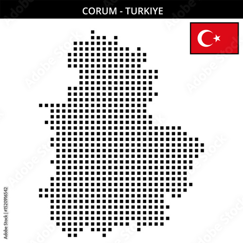 Big square dotted map of Corum in Turkiye