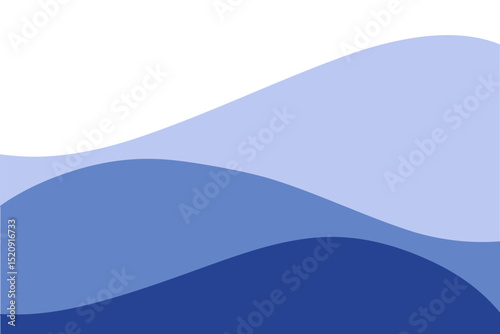 Blue sea waves on a white background. Endless undulating water shapes, abstract background, flat design, vector. A modern minimalistic element for a banner, label, poster with a place for text