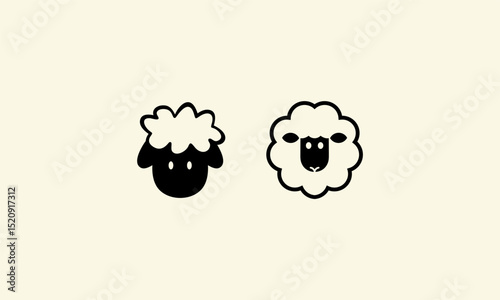 Cute Sheep Silhouettes.