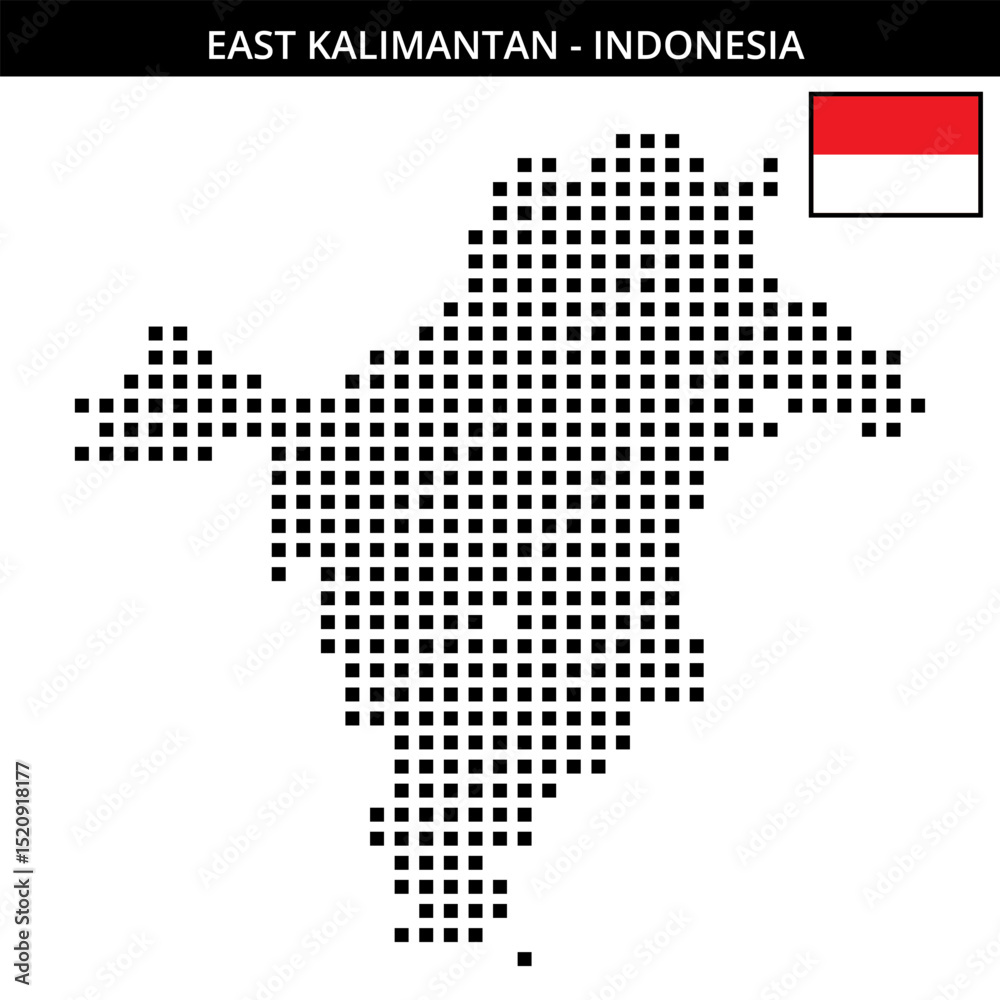 Obraz premium Big square dotted map of east-kalimantan in Indonesia