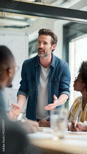 Team leader presenting ideas during office meeting
