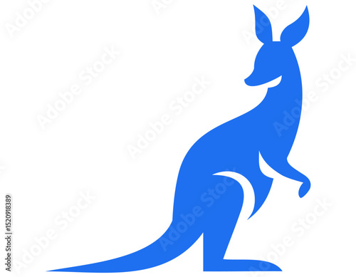 kangaroo vector icon blue color for any design