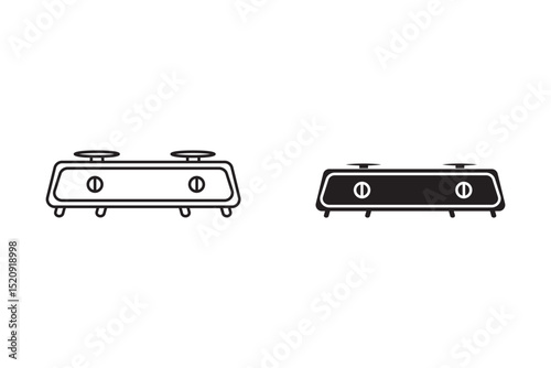 Stove oven icon set, vector gas stove. Kitchen cooking appliance. Vector illustration.