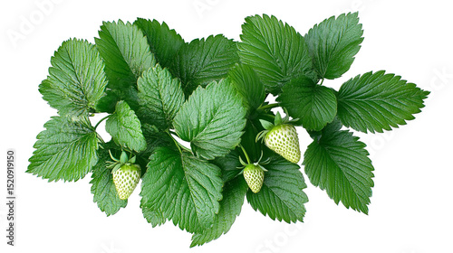 Verdant strawberry plant hinting at summer s bounty with vibrant green on transparent background