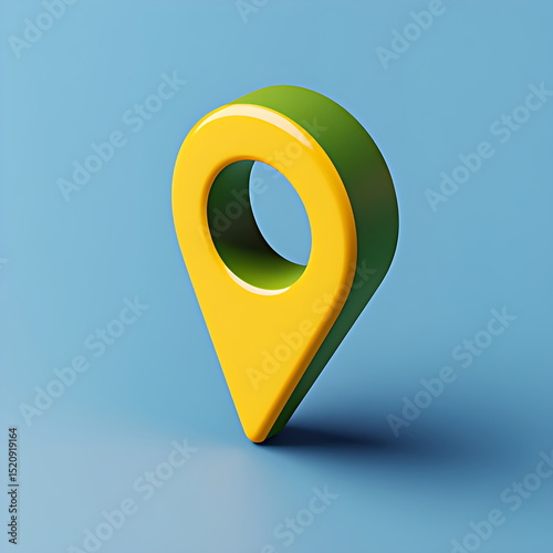 3d yellow green geolocation sign gps