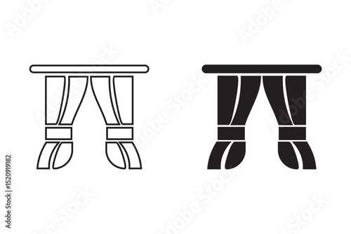 Set of curtains and blinds vector line icons. Includes Icons Such As Blinds, Curtain, Drapery, Drapery, Window And More.