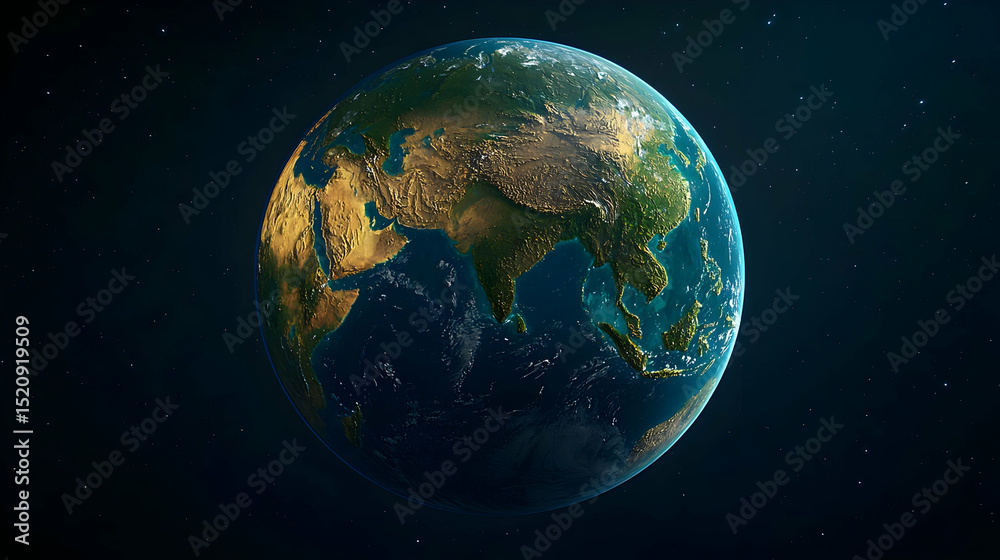 Naklejka premium Pixelated Earth Globe In Space